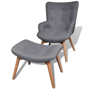 Galleria Design Armchair with Footstool Grey Fabric