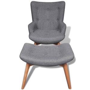 Galleria Design Armchair with Footstool Grey Fabric