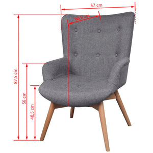 Galleria Design Armchair with Footstool Grey Fabric