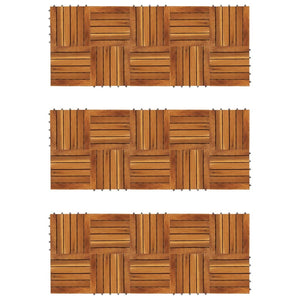 Galleria Design Decking Tiles Vertical Pattern 30 x 30 cm Acacia Set of 30