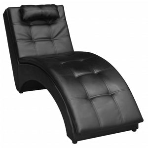 Galleria Design Chaise Longue with Pillow Black Faux Leather