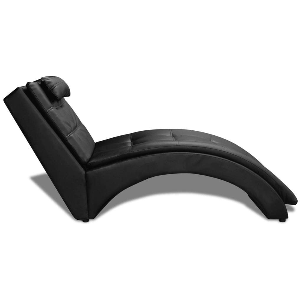 Galleria Design Chaise Longue with Pillow Black Faux Leather