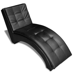 Galleria Design Chaise Longue with Pillow Black Faux Leather