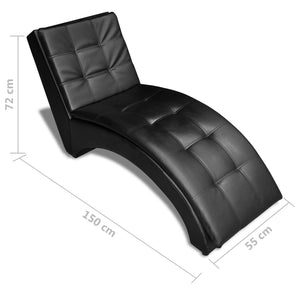 Galleria Design Chaise Longue with Pillow Black Faux Leather