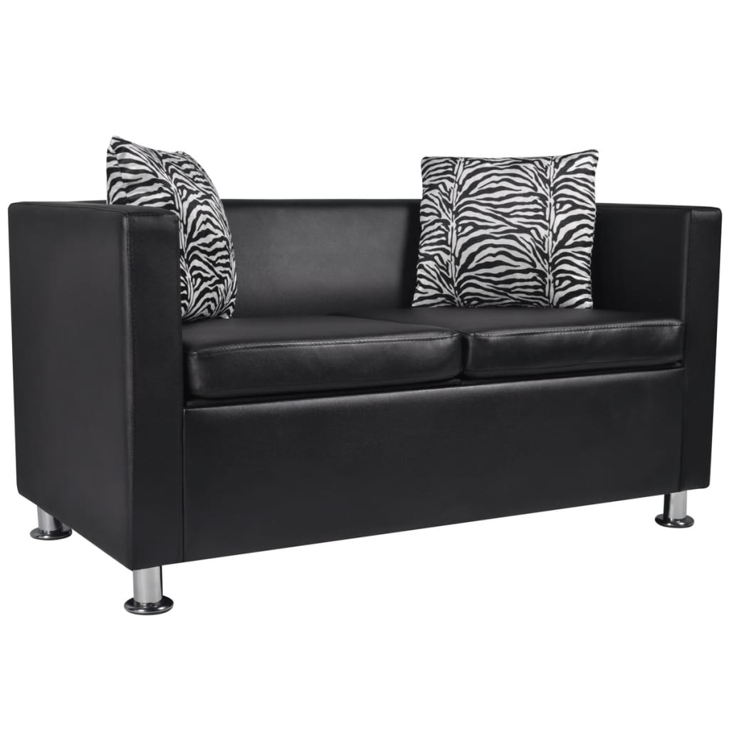 Galleria Design Sofa 2-Seater Artificial Leather Black