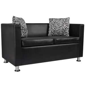 Galleria Design Sofa 2-Seater Artificial Leather Black