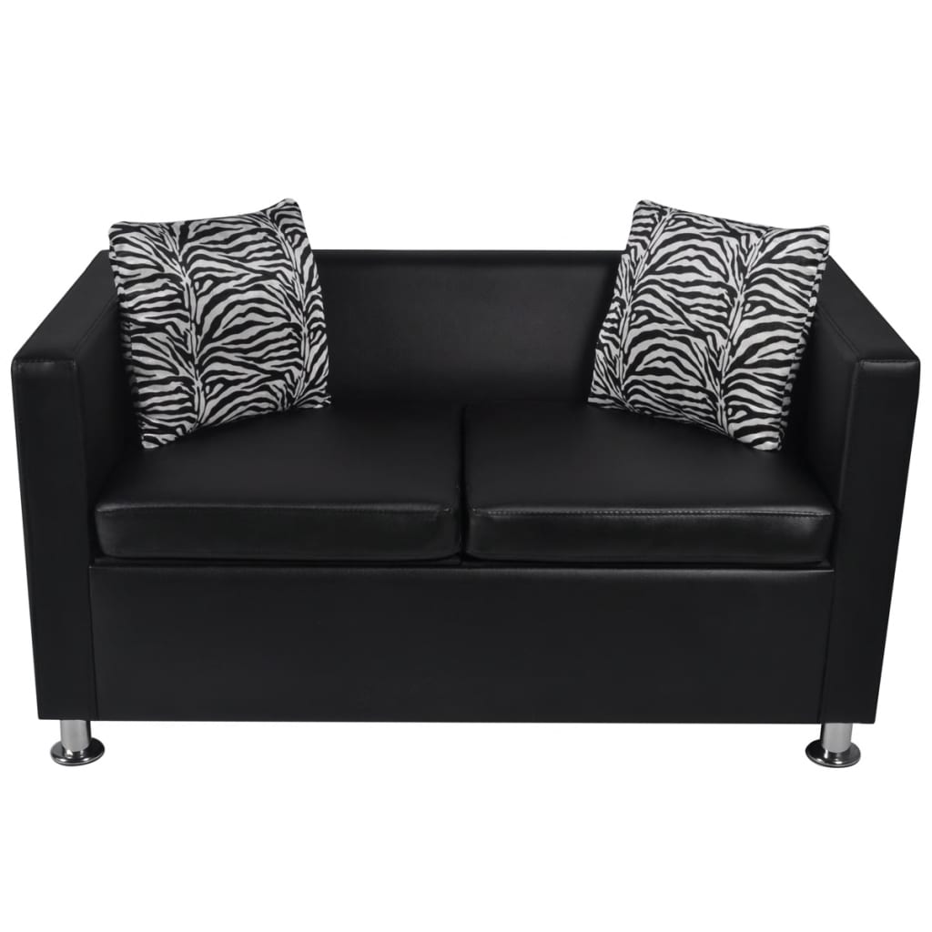 Galleria Design Sofa 2-Seater Artificial Leather Black