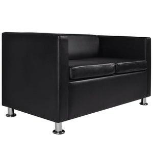 Galleria Design Sofa 2-Seater Artificial Leather Black