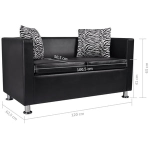 Galleria Design Sofa 2-Seater Artificial Leather Black