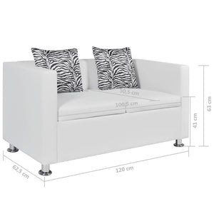 Galleria Design Sofa 2-Seater Artificial Leather White