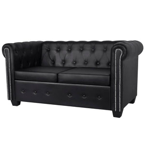 Galleria Design Chesterfield 2-Seater Artificial Leather Black