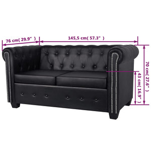 Galleria Design Chesterfield 2-Seater Artificial Leather Black