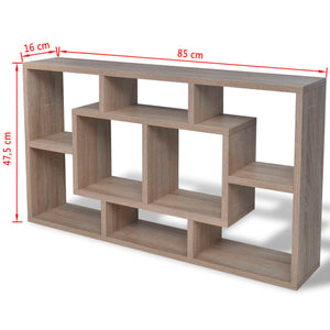 Galleria Design Floating Wall Display Shelf 8 Compartments Oak Colour