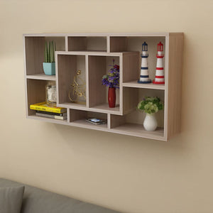 Galleria Design Floating Wall Display Shelf 8 Compartments Oak Colour