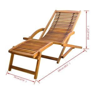 Galleria Design Deck Chair with Footrest Solid Acacia Wood