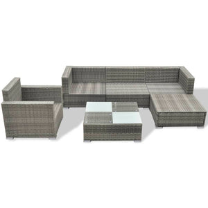 Galleria Design 6 Piece Garden Lounge Set with Cushions Poly Rattan Grey