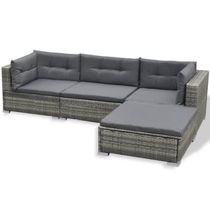 Galleria Design 6 Piece Garden Lounge Set with Cushions Poly Rattan Grey