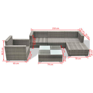 Galleria Design 6 Piece Garden Lounge Set with Cushions Poly Rattan Grey