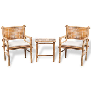 Galleria Design 3 Piece Bistro Set with Cushions Bamboo