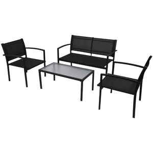 Galleria Design 4 Piece Garden Lounge Set Textilene Black