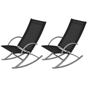 Galleria Design Garden Rocking Chairs 2 pcs Steel and Textilene Black