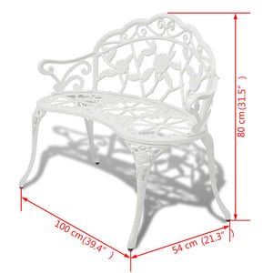 Galleria Design Garden Bench 100 cm Cast Aluminium White