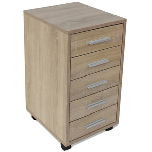 Galleria Design Office Drawer Unit with Castors 5 Drawers Oak