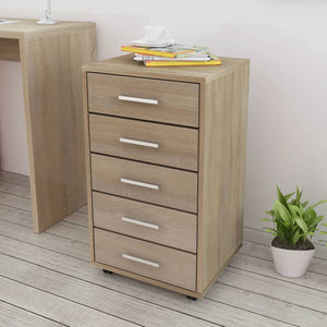 Galleria Design Office Drawer Unit with Castors 5 Drawers Oak