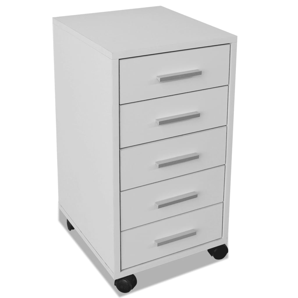 Galleria Design Office Drawer Unit with Castors 5 Drawers White