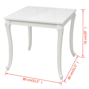 Galleria Design Dining Table 80x80x76 cm High Gloss White