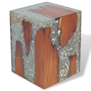 Galleria Design Stool Solid Teak Wood and Resin