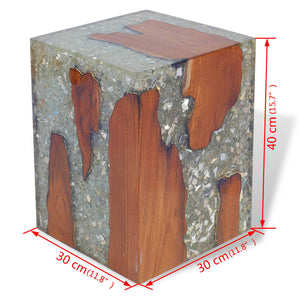 Galleria Design Stool Solid Teak Wood and Resin