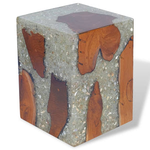 Galleria Design Stool Solid Teak Wood and Resin