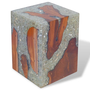 Galleria Design Stool Solid Teak Wood and Resin