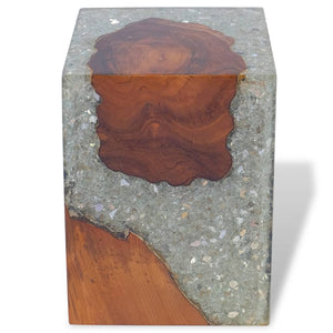 Galleria Design Stool Solid Teak Wood and Resin