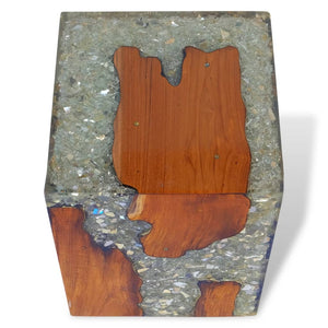 Galleria Design Stool Solid Teak Wood and Resin