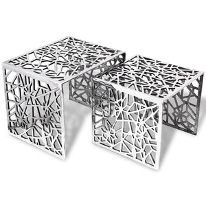 Galleria Design Two Piece Side Tables Square Aluminium Silver