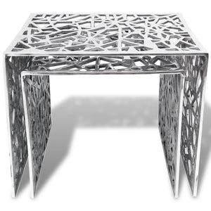 Galleria Design Two Piece Side Tables Square Aluminium Silver