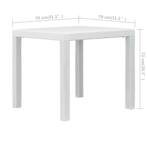 Galleria Design Garden Table White 79x79x72 cm Plastic Rattan Look