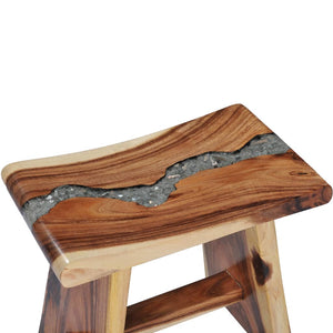 Galleria Design Stool Solid Suar Wood and Polyresin