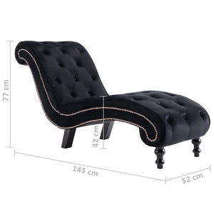 Galleria Design Chaise Lounge Black Velvet