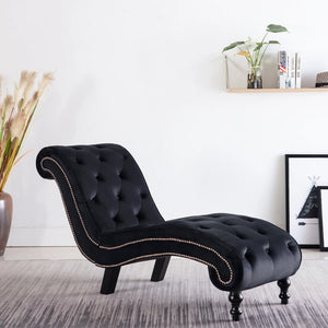 Galleria Design Chaise Lounge Black Velvet