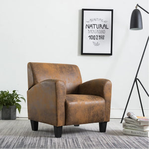 Galleria Design Sofa Chair Brown Faux Suede Leather