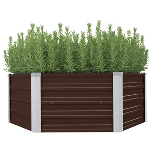 Galleria Design Raised Garden Bed Brown 129x129x46 cm Galvanised Steel