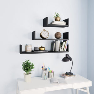 Galleria Design Wall Display Shelf 3 pcs Black Engineered Wood