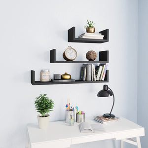 Galleria Design Wall Display Shelf 3 pcs Grey Engineered Wood