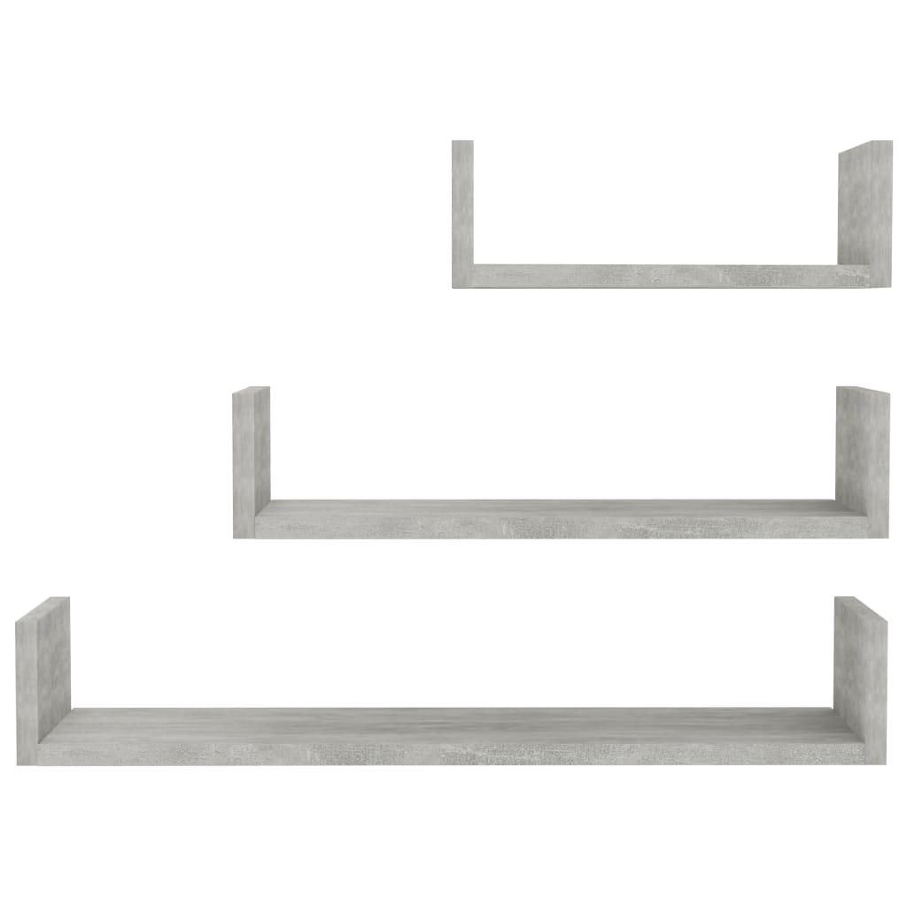 Galleria Design Wall Display Shelf 3 pcs Concrete Grey Engineered Wood