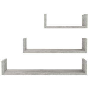 Galleria Design Wall Display Shelf 3 pcs Concrete Grey Engineered Wood