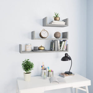 Galleria Design Wall Display Shelf 3 pcs Concrete Grey Engineered Wood