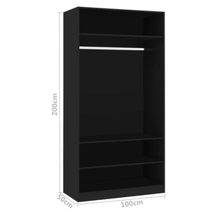 Galleria Design Wardrobe Black 100x50x200 cm Engineered Wood